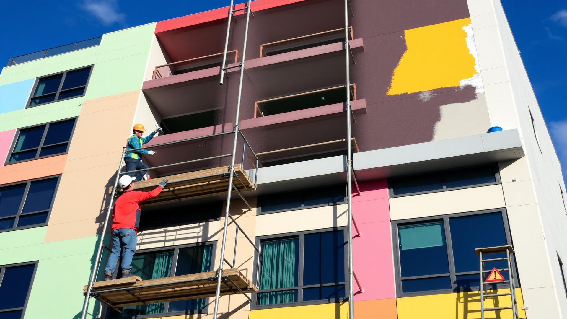 Application de peinture de bâtiment sur façade Maroc - Sofitrap